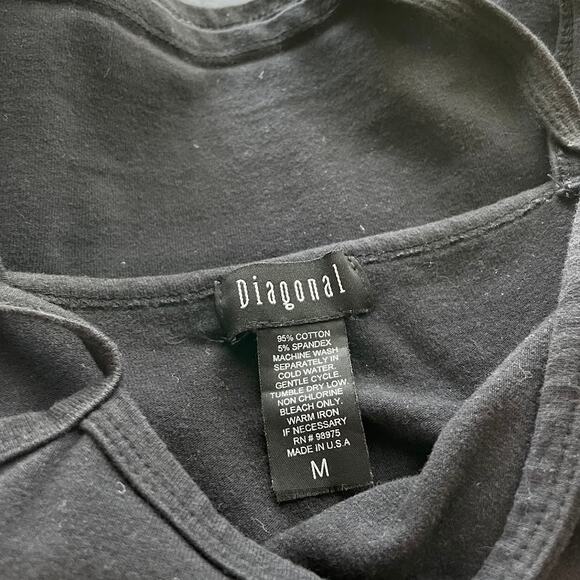 Vintage Y2K 2000s Diagonal Black Basic Cotton Cami Sz M - Picture 4 of 4